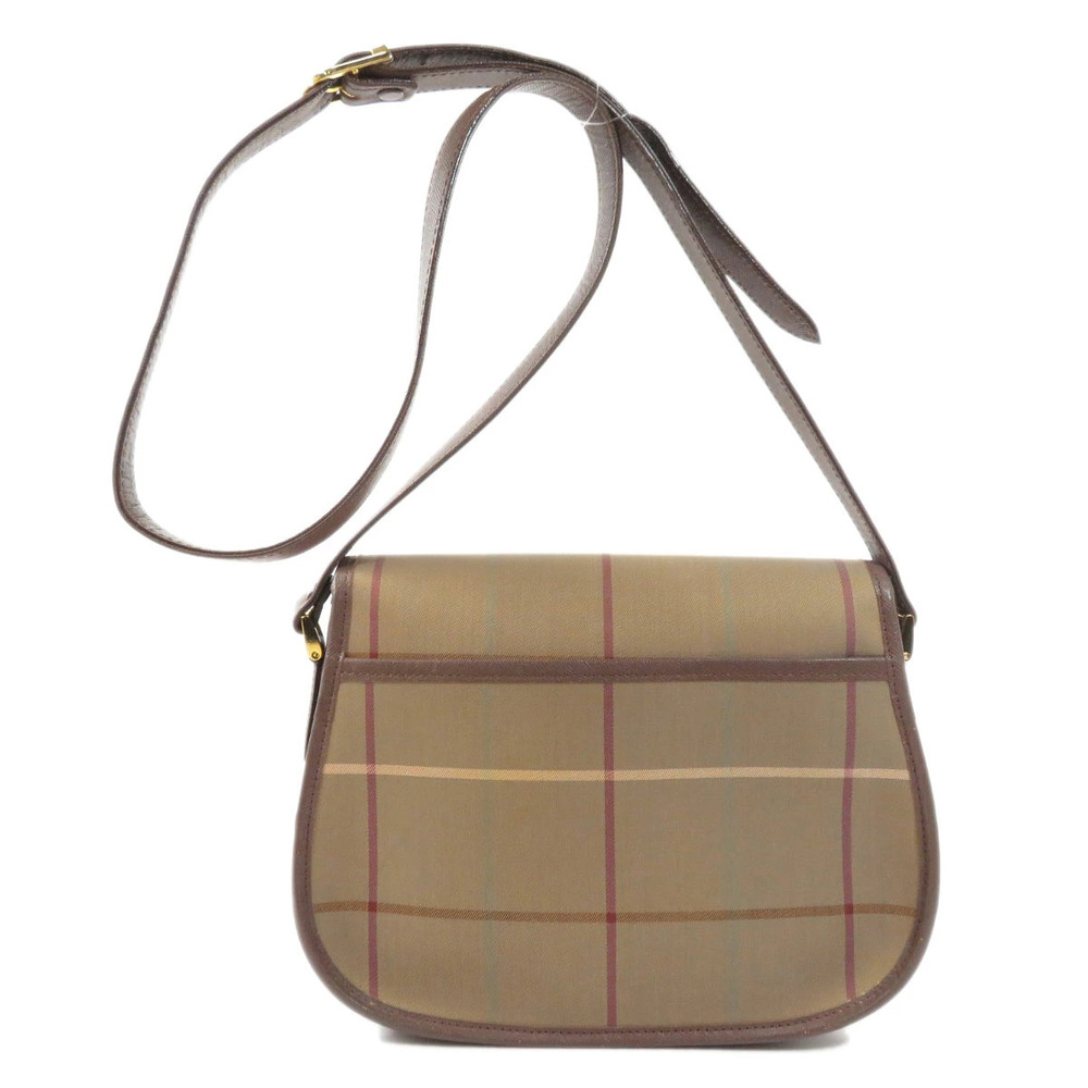 Burberry bag logo motif shoulder leather canvas